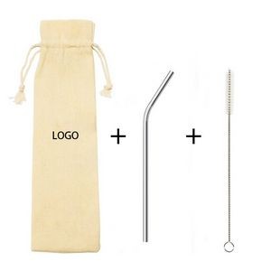 8.5" Steel Straw with Brush and Jute Bag