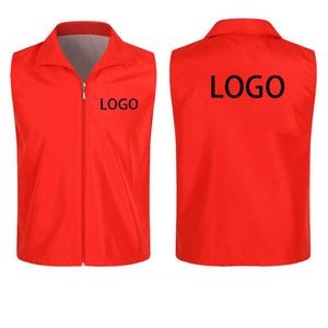 Unisex Sleeveless Outdoor Vest Volunteer Slim Fit Work Vest Waistcoat With Zipper Plackets 25''x18''