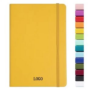 A5 Medium-sized PU Hardcover Notebook Journal With Ribbon Bookmark & Elastic Closure 5 1/2" x 8 1/3"