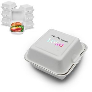6"x6" Compostable Clamshell Natural Bagasse Take-Out/to-Go Food Boxes Biodegradable Containers