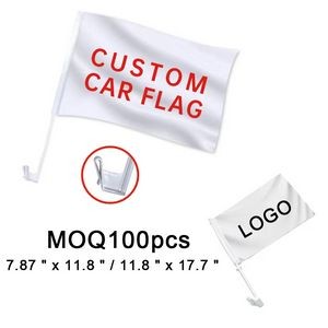 Custom Polyester Double Sided Car Flag 7 4/5"x11 4/5" MOQ100pcs