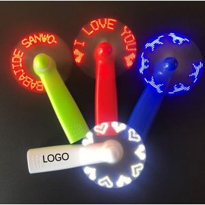 4 3/10" Plastic LED Handheld Electronic Message Fan With Lanyard