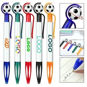 Click Action Retractable Plastic Soccer Shape Head Ballpoint Pen With Rubber Grip Section