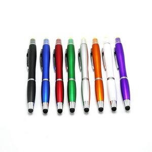 3 In 1 Multifunctional Twist Action Matte Finish Ballpoint Pen With Highlighter & Soft Touch Stylus
