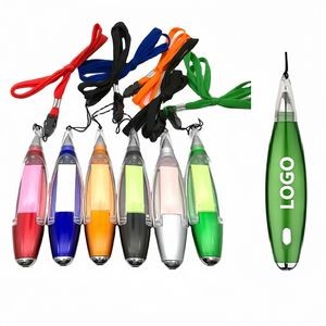 4-in-1 Portable Multifunctional ABS Ballpoint Pen With Sticky Note & Lanyard & LED Light MOQ100PCS