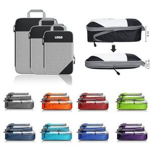 3pcs Nylon Fabric Expandable Storage Travel Luggage Bags Organizers Compression Packing Cubes
