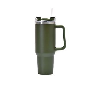 40 Oz. Stainless Steel Vacuum Tumbler with Handle & Straw