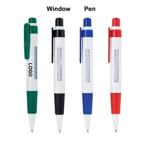 Plastic Ballpoint Pen With Message Window