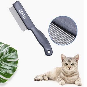 5 1/5" Stainless Steel Pet Flea Massage Comb With Plastic Handle