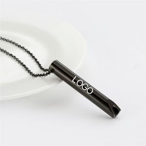 Stainless Steel Anxiety Whistle Necklace Stress Relief Breathing Meditation Jewelry