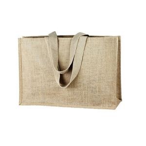 Eco-Friendly Customizable Jute Shopping Tote Bag With Interior Lamination 16" x 12" x 6"