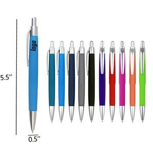 Click Action Rubber Plastic Glue Spray Ballpoint Pen With Pocket Clip