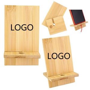 Bamboo Cell Phone Stand Wooden Phone Holder Tablet Desk Stand With Charging Hole