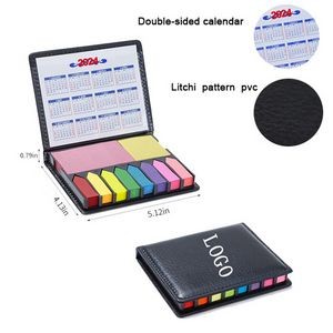 Multicolor Sticky Note Set W/Self-Stick Bundle & PU Leather Packing Box & Calendar 2024 MOQ100pcs