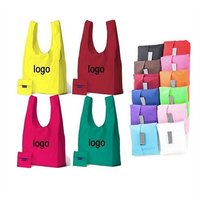 Folding Reusable Polyester Shopping Grocery Tote Bag With Carring Case 13" X 21" (13 1/2" X 21 1/2")