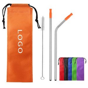 Stainless Steel Metal Straws with Bag and Cleaning Brush