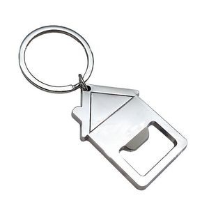 House Shaped Metal Bottle Opener Keychain With Key Ring