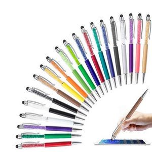 2 In 1 Soft Touch Crystal Diamond Metal Ballpoint Pen