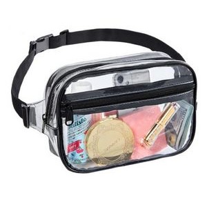Waterproof Clear PVC Stadium Approved Fanny Pack With Zipper Clousure & Front Pocket