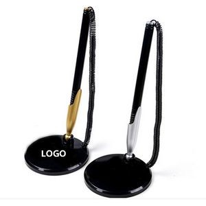 Plastic Desktop Counter Ballpoint Pen With Stand & Cord