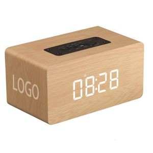 Multi-Function LED Wooden Bluetooth Speaker Alarm Clock