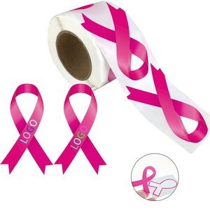 Custom 500pcs Breast Cancer Awareness Small Pink Ribbon Stickers Roll