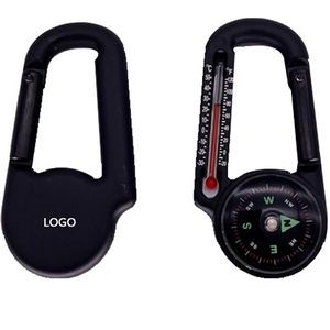 3-in-1 Mini Hook Compasses Aluminum Alloy Carabiner With Built-in Thermometer