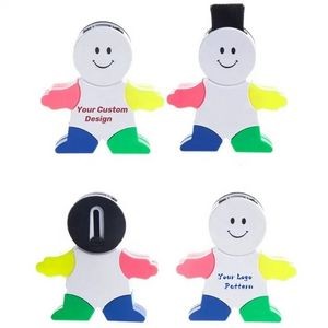 Unique Snow Man Shape Plastic 4 Colors Highlighter With Keyboard Brush