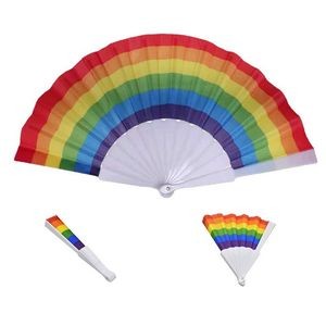 9" LGBT+Q Pride Rainbow Fabric Plastic Folding Handheld Fan