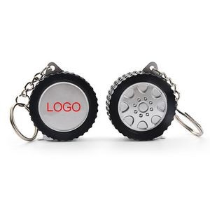 1M Round Retractable 3FT Measure Ruler ABS Tire Tape Keychain 2''x1 3/5''x3/5''