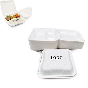 9"x9" Compostable Clamshell Natural Bagasse Take-Out/to-Go Food Boxes Biodegradable Containers