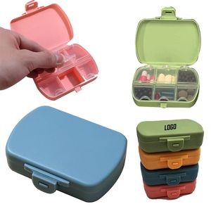 Travel Mini Food Grade Plastic 6 Compartments Portable Waterproof Pill Storage Box 3 1/2"x2 2/5"x1"