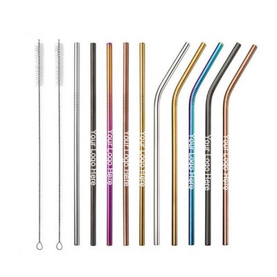 Multicolor Stainless Steel Straw & Brush