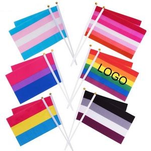LGBT Pride Rainbow Waterproof Polyester Handheld Flag 8 1/4"x5 1/2"