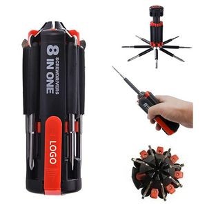 8-in-1 Multifunction Foldable Repair Magnetic Screwdrivers Set Multi-tools With LED Flashlight Torch