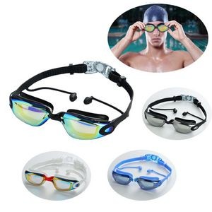 Electroplating HD Glasses HD Silicone Gasket Swim Goggles With Earplug