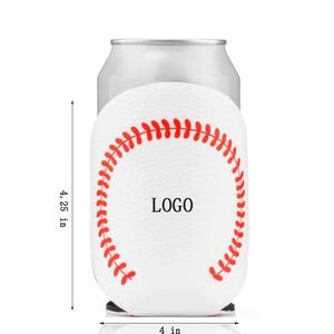 12oz PU Leather Baseball Beer Soda Can Cooler Sleeve