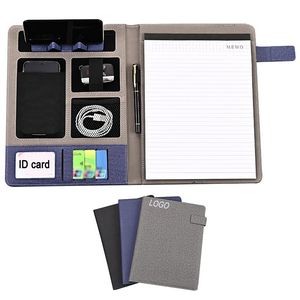 Business A4 Letter Size PU Leather Magnetic Padfolio Notebook Portfolio Binder Document Organizer