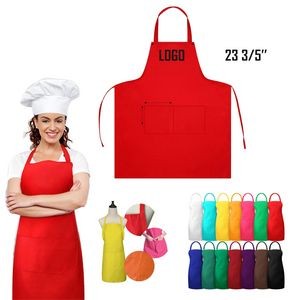 27" Unisex Waterproof 150D Polyester Fiber Apron With 2 Front Pockets