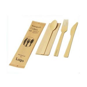 6.7'' Eco-friendly Disposable Natural Bamboo Wood Cutlery Utensils Set Low MOQ