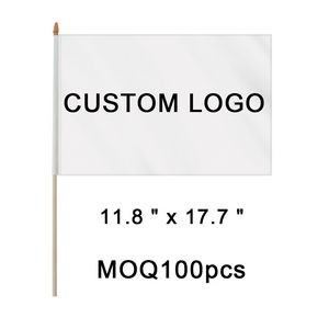 Custom Polyester Double Sided Stick Flag 11 4/5"x 17 4/5" MOQ100pcs