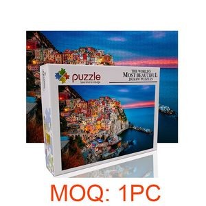 Custom 200/500/1000 Pieces Full Color Imprint Wooden Jigsaw Puzzles 21'' x 15''