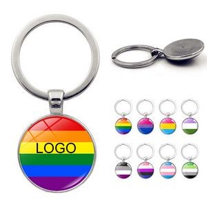 LGBT Pride Rainbow Glass Keychain 2 1/3"x1"