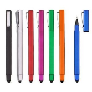 2 In 1 Soft Touch Plastic Square Stylus Capacitive Ballpoint Pen