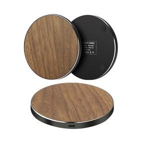 10W Wooden Round Lightweight Ultra Thin Wireless Charger Pad