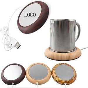 4" Wooden USB Coffee Mug Warmer Coaster Cup Warmer Heater Pad
