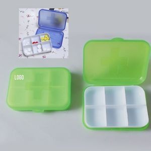 3 1/2" Travel-Friendly 6-Compartment Pill Box With Medication Organizer