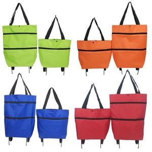 Reusable Foldable Collapsible Trolley Shopping Grocery Tote Bag With Wheels 17 4/5''x15 1/3''