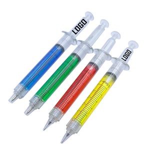Novelty Syringe-Shaped Ballpoint Pens With Transparent Barrel