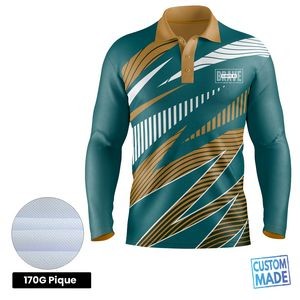 Unisex and Kids' Full Sublimation Long Sleeve Polo - Pique